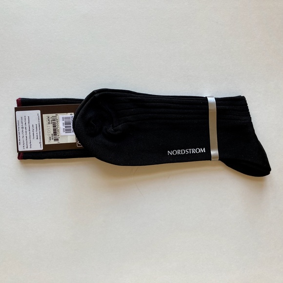 NWT Mens Nordstrom Black Dress Socks Pima Cotton Calf Length Size L 10.5  -12.5 - Picture 4 of 8
